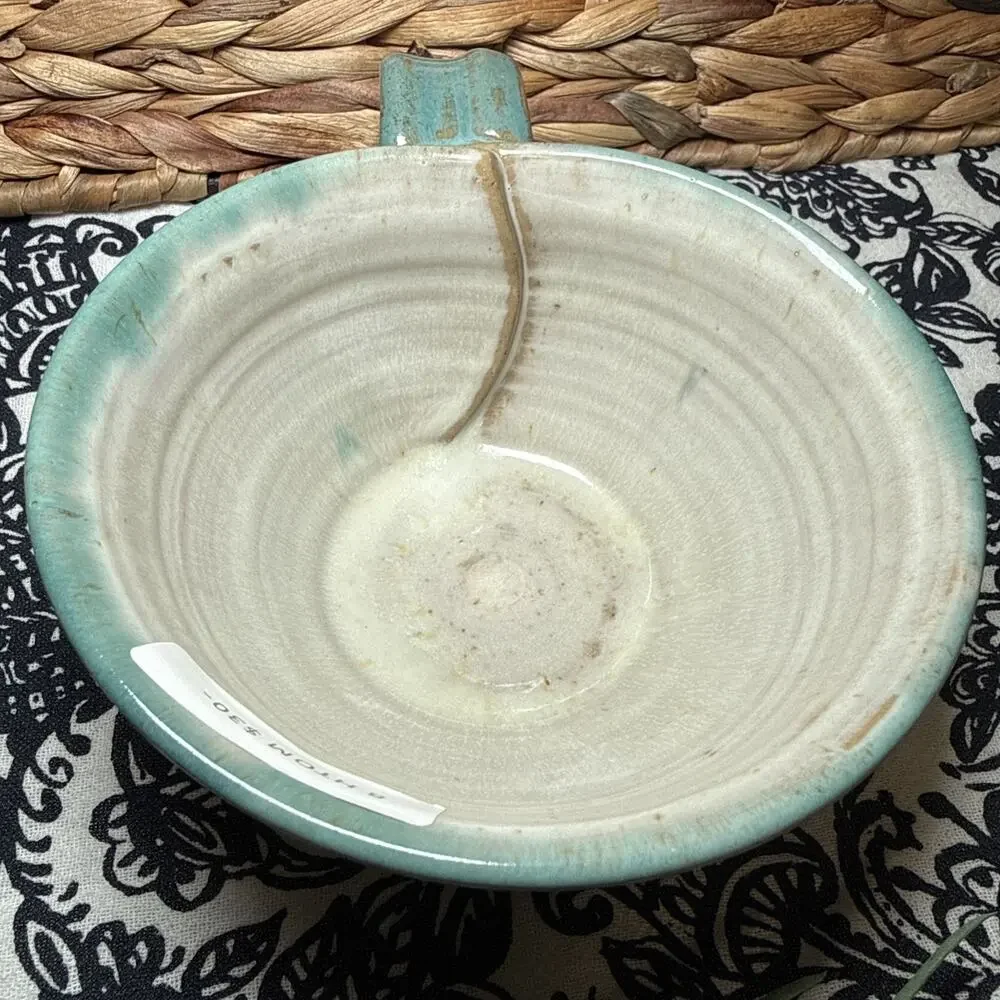 NEW Hand Made Coffee Mug Cup Artist Signed Blue Green Cream Stoneware Mug Cup